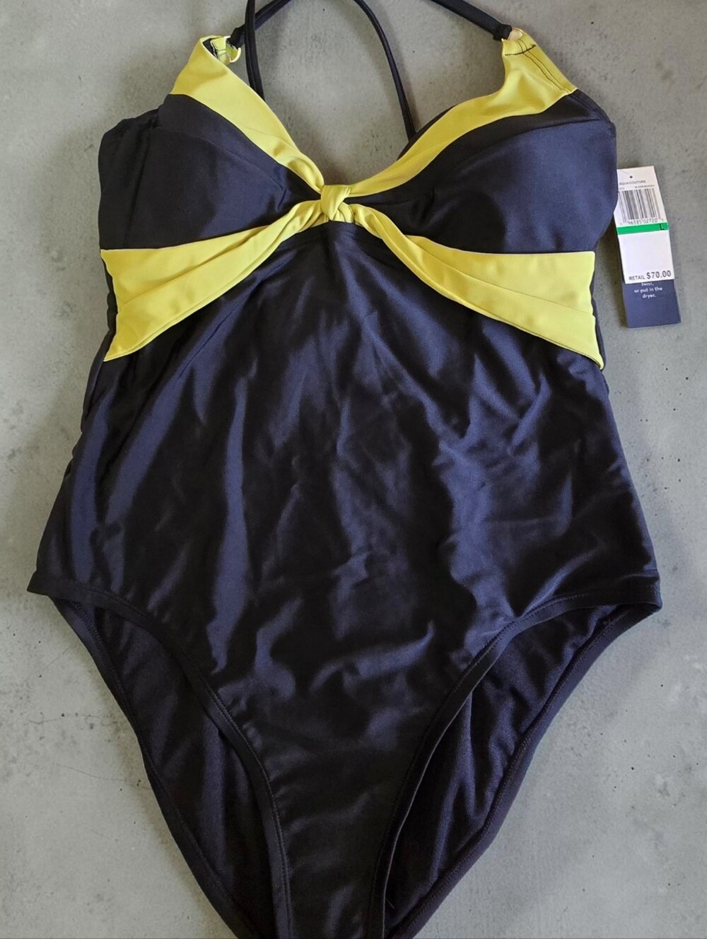 NWT Aqua Couture Swimsuit Bathing Suit Swim One Piece Large Black New